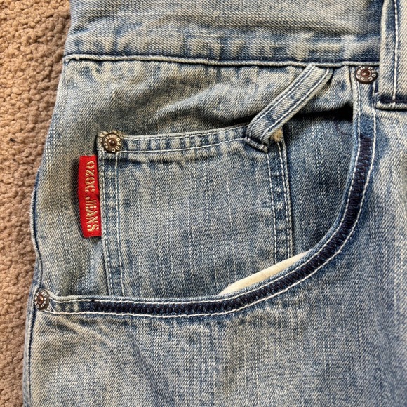 Vintage OZOC Jeans Mens Mens 42x33 Blue Baggy Wide Leg Skater Y2K Embroidered - Picture 5 of 12